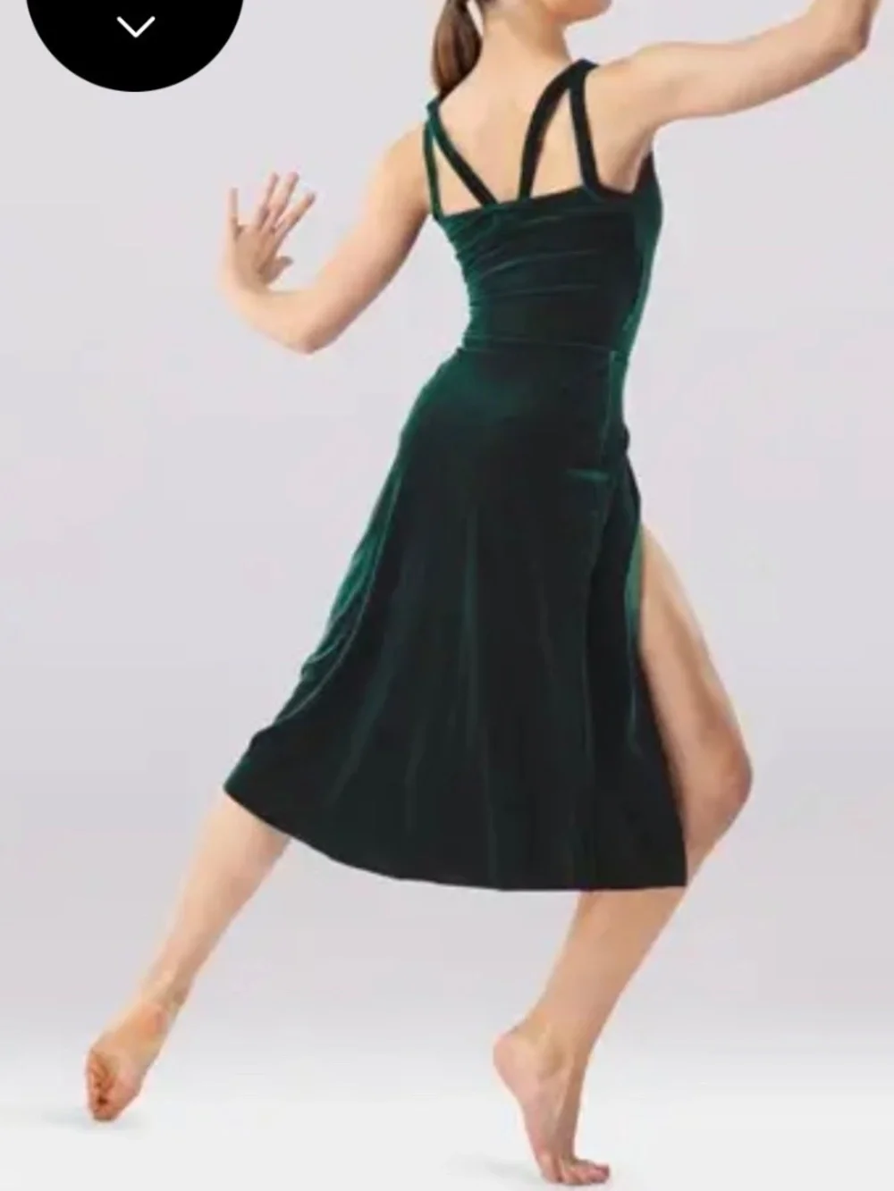 Weissman Elite “No Fool” Green Velvet Midi Dress with Side Slit. Size MC.